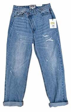 KBB by Kahlana Women's Distressed Straight Leg Jeans